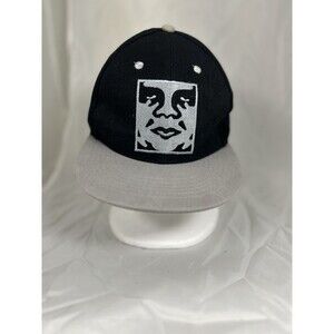 Obey Propaganda Snapback Hat Black Gray Face Logo Adjustable Cap